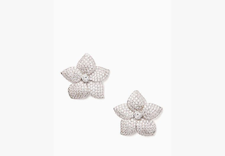 Kate Spade,blooming pave bloom statement studs,Clear/Silver
