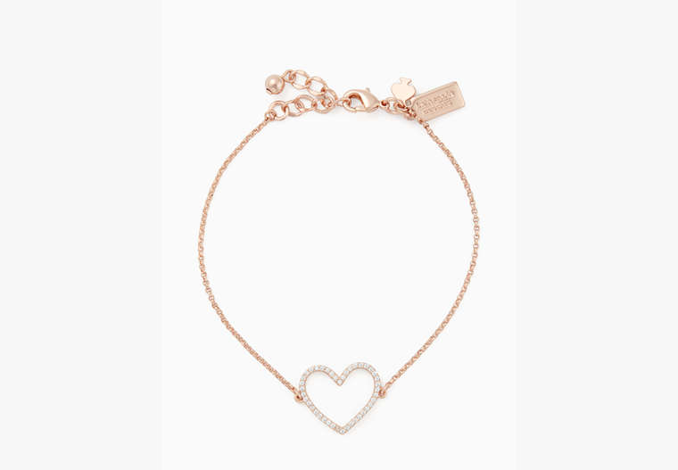 Kate Spade,scrunched scallops pave heart bracelet,Clear/Rose Gold