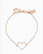 Kate Spade,scrunched scallops pave heart bracelet,Clear/Rose Gold
