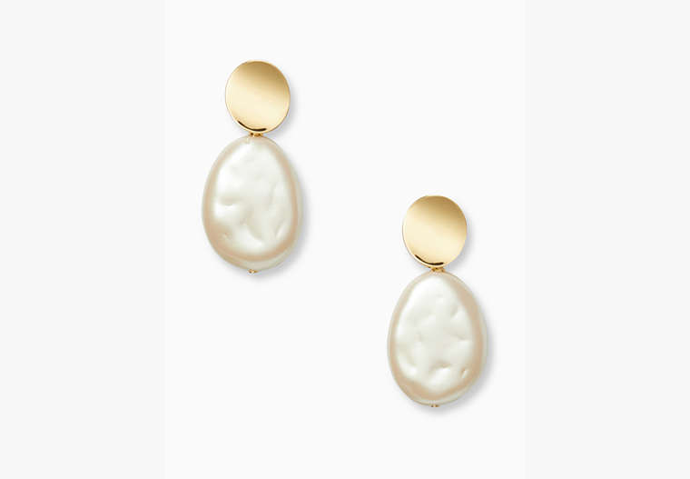 Kate Spade,gold standard large pearl drop earrings,Cream Multi