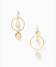Kate Spade,gold standard pearl asymmetrical earrings,Cream Multi