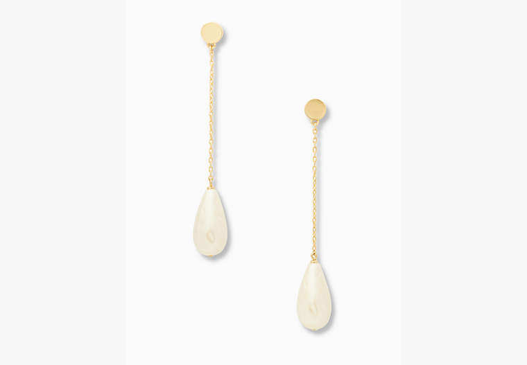 Kate Spade,gold standard pearl linear earrings,Cream Multi