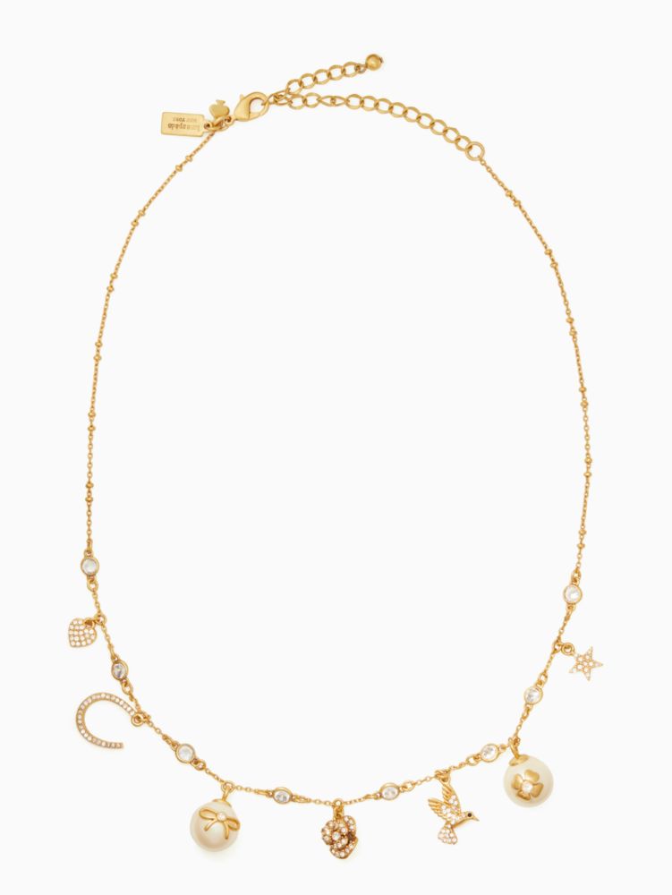 Kate Spade,grandma's closet charm necklace,Cream Multi