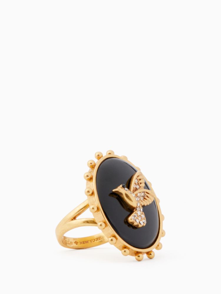 Kate Spade,BIRD CAMEO RING,Black Multi