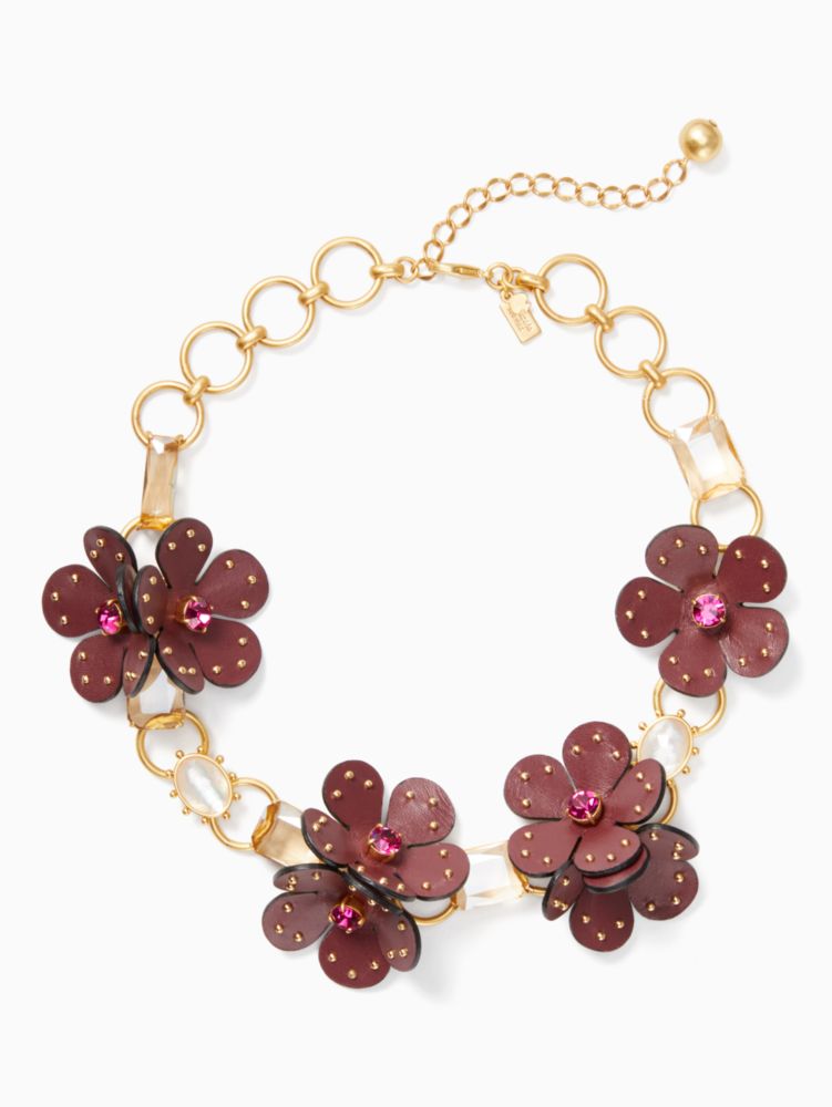 Kate Spade,Blooming Bling Leather Statement Necklace,