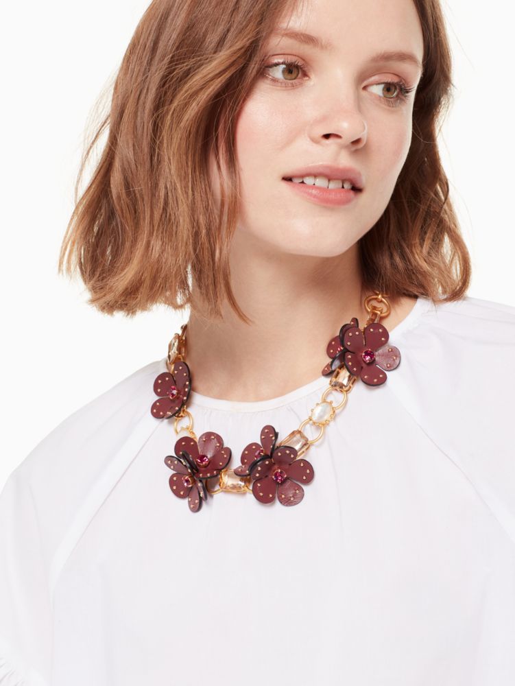 Kate Spade,Blooming Bling Leather Statement Necklace,