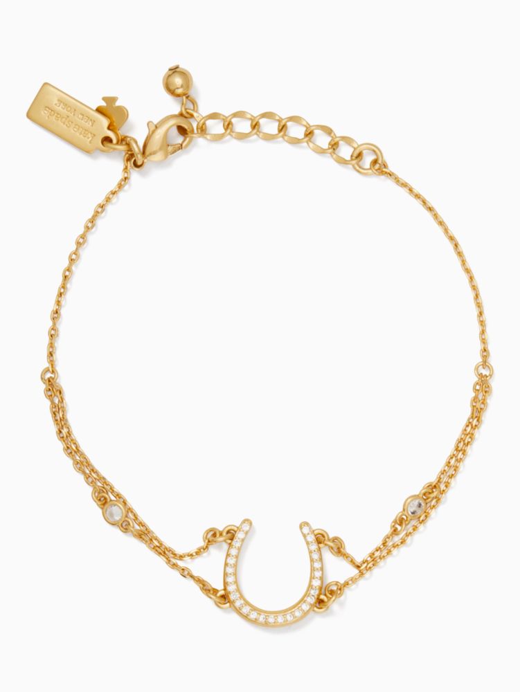 Kate Spade,pave horseshoe bracelet,Clear/Gold