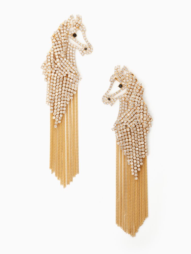 Kate Spade,HORSE STATEMENT EARR,Clear/Gold