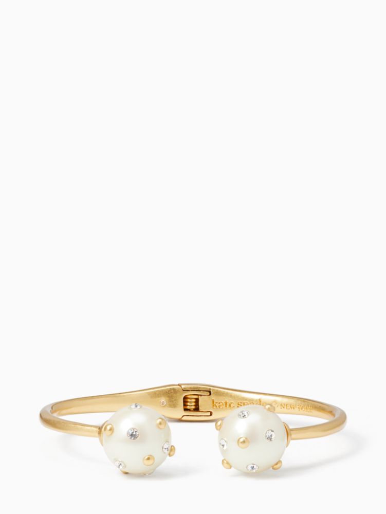 Kate Spade,pearl bauble open hinged cuff,bracelets,Cream Multi