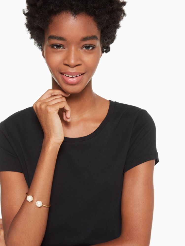 Kate Spade,Pearl Bauble Open Hinged Cuff,