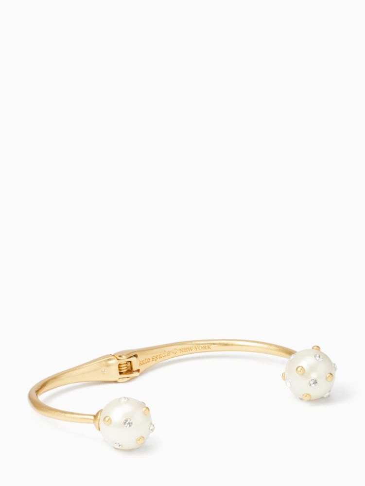 Kate Spade,pearl bauble open hinged cuff,bracelets,Cream Multi