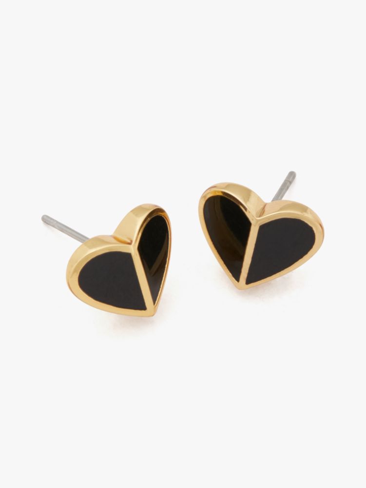 Kate Spade Grey Heritage Spade Small Heart Studs WBRUH538-040