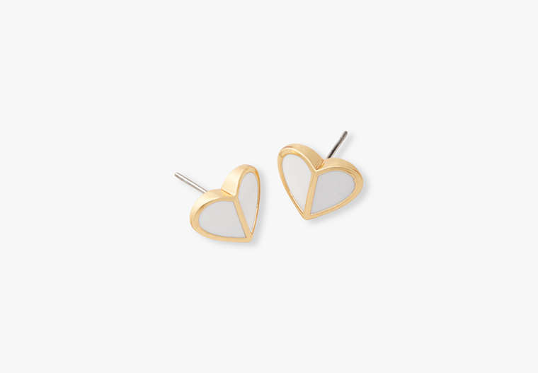 Kate Spade,heritage spade small heart studs,earrings,White image number 0