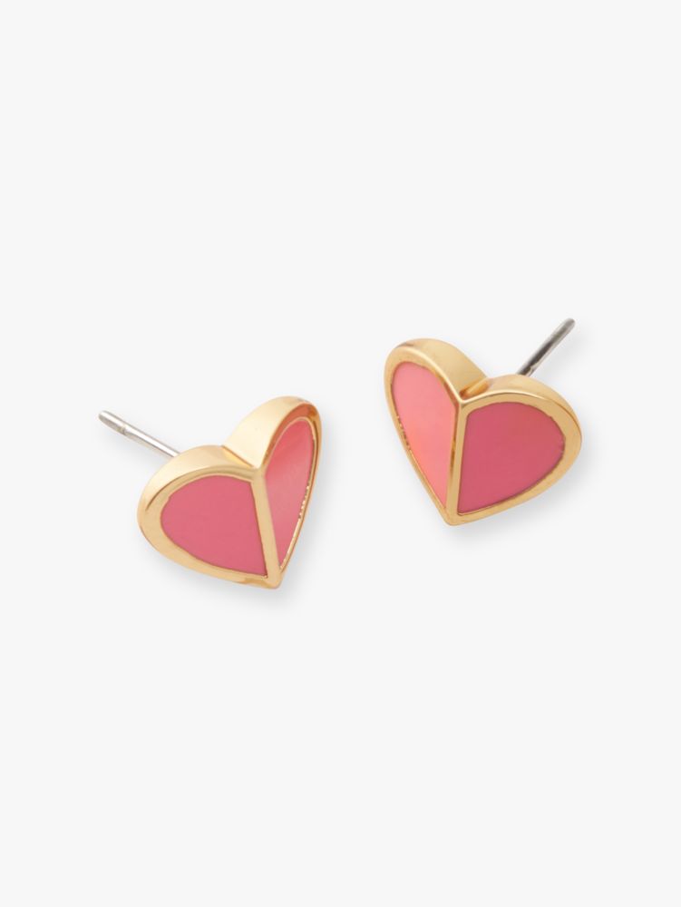 Kate Spade Grey Heritage Spade Small Heart Studs WBRUH538-040