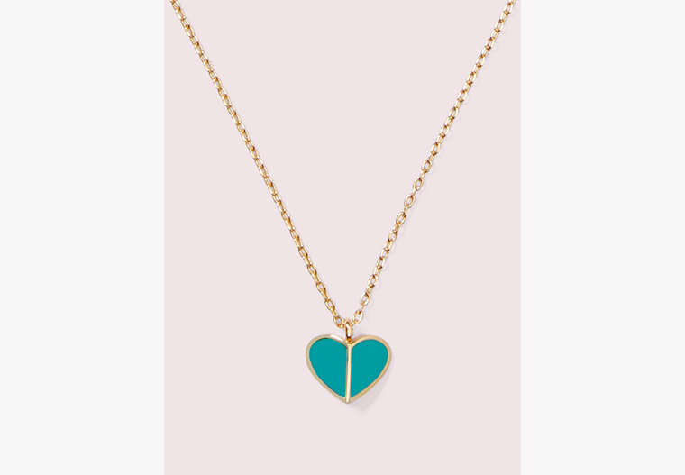 Kate Spade,heritage spade enamel heart mini pendant,necklaces,Fiji Green