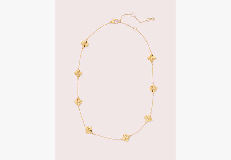 Kate Spade,legacy logo spade flower necklace,Clear/Gold