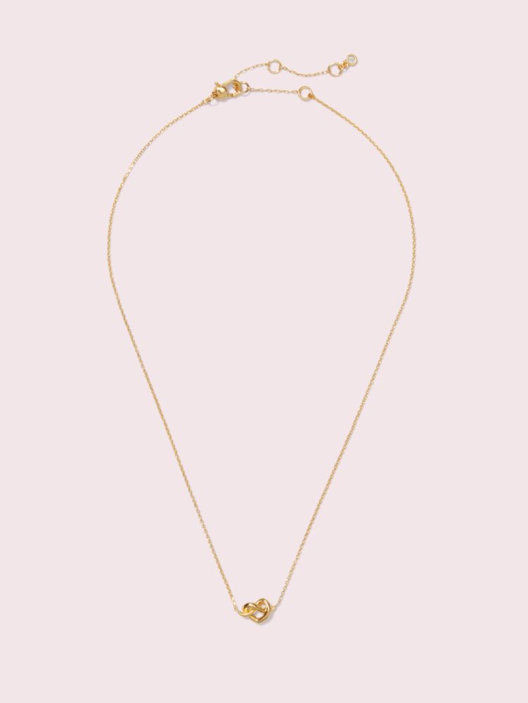 Kate Spade,Loves Me Knot Mini Pendant,Single Strand,Knot,Gold Plated,Brass,Work,