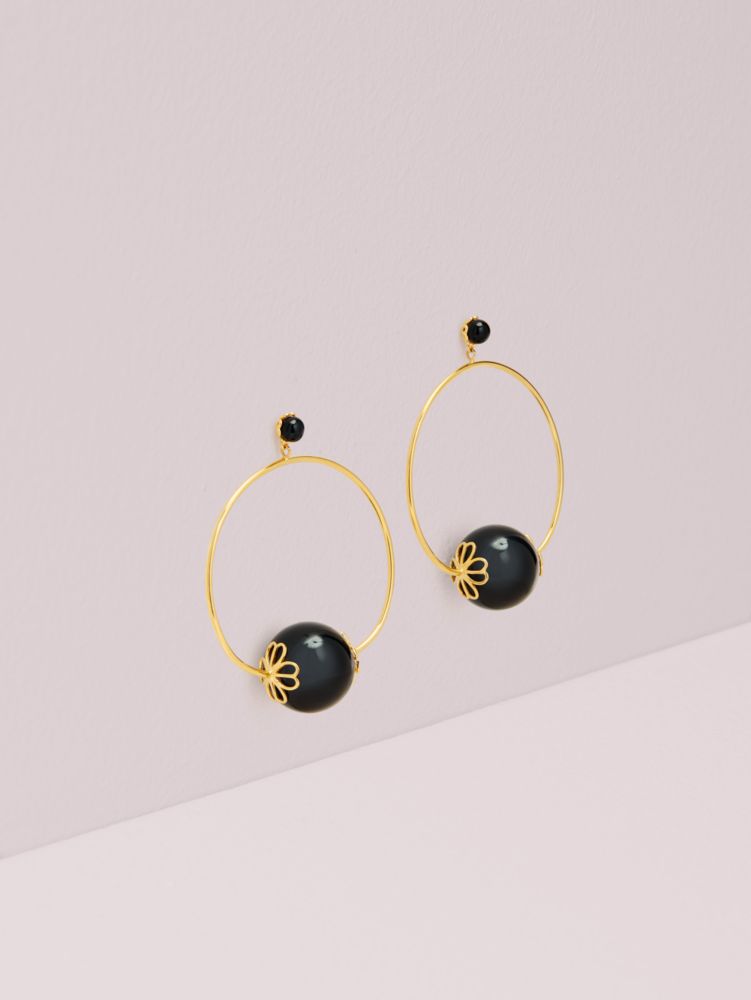 Kate Spade,pearlette hoops,earrings,Black Multi