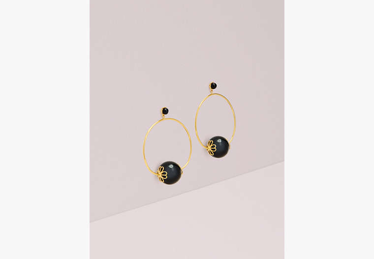 Kate Spade,pearlette hoops,earrings,Black Multi
