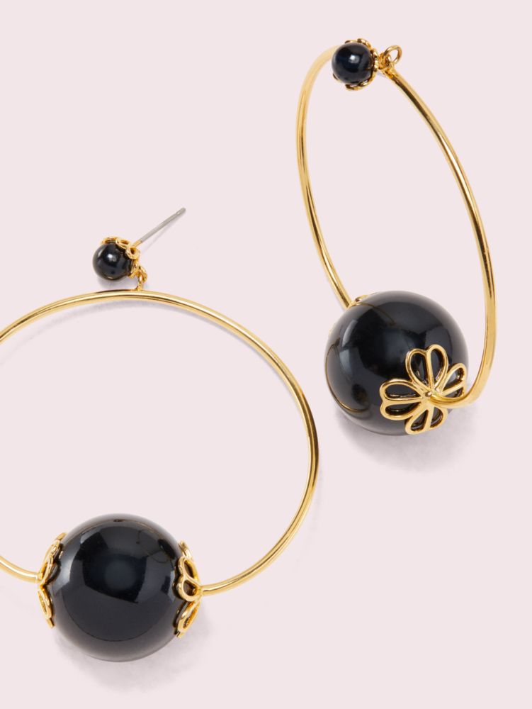 Kate Spade,pearlette hoops,earrings,Black Multi