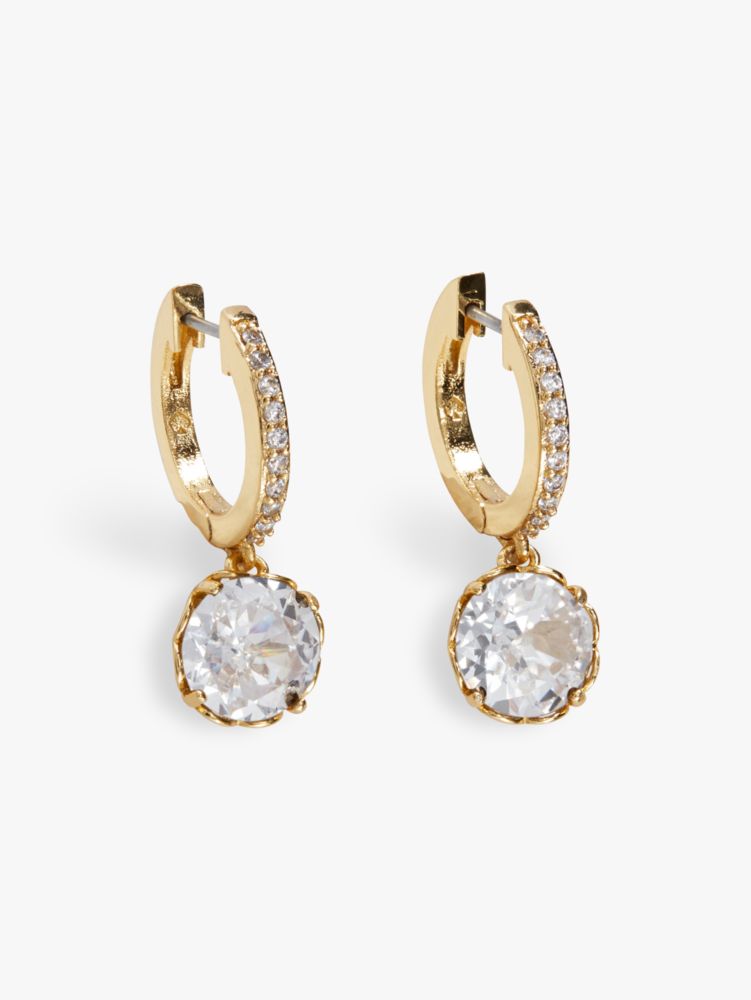 Kate Spade,that sparkle pavé mini hoops,earrings,Clear/Gold