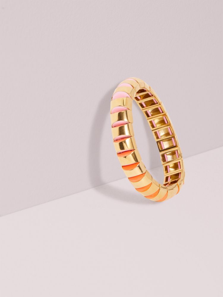Kate Spade,sliced scallops small metal stretch bracelet,Pink Multi