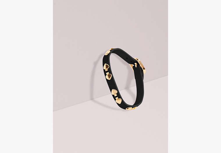Kate Spade,heritage spade studded leather bracelet,bracelets,Black