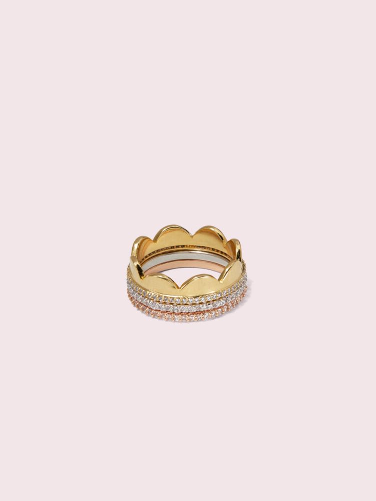 Kate Spade,slender scallops pavé band set,Clear Multi