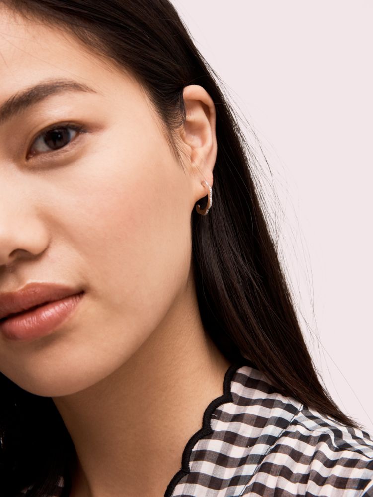 Kate Spade,Slender Scallops Mini Pavé Hoops,