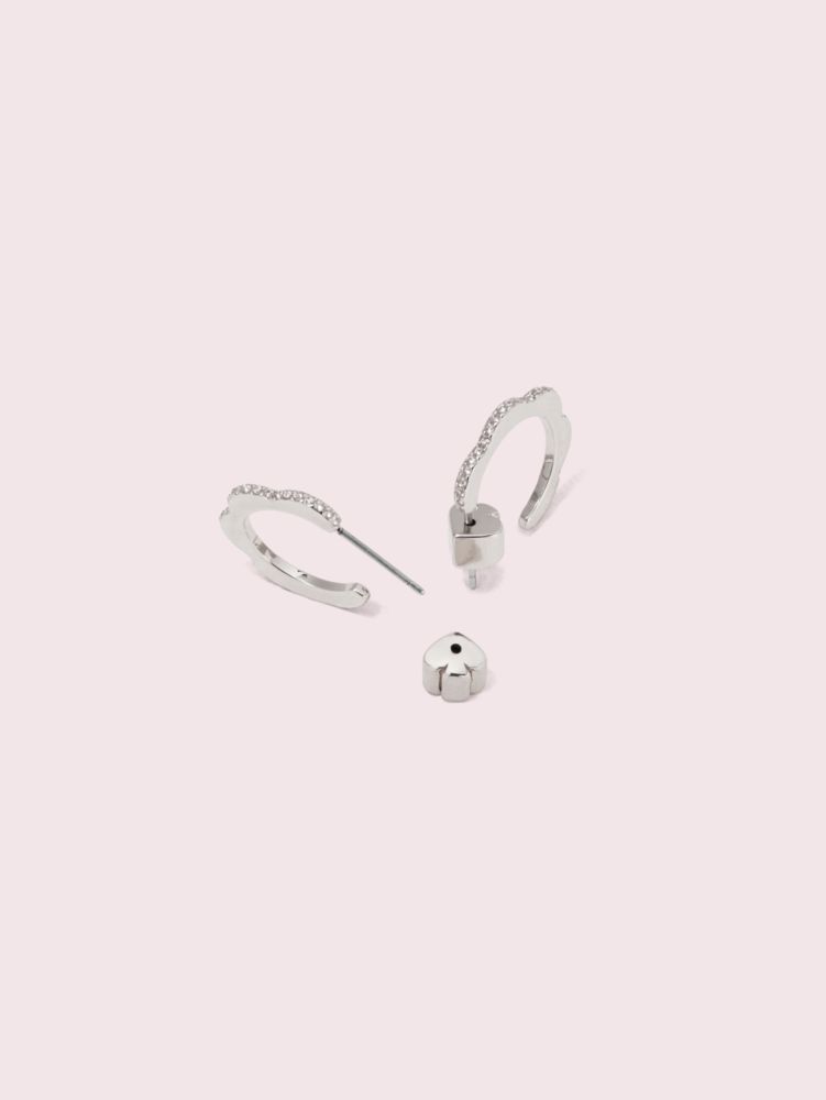 Kate Spade,Slender Scallops Mini Pavé Hoops,