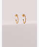 Kate Spade,slender scallops mini pavé hoops,earrings,Clear/Gold