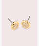 Kate Spade,slender scallops pavé round studs,earrings,Clear/Gold