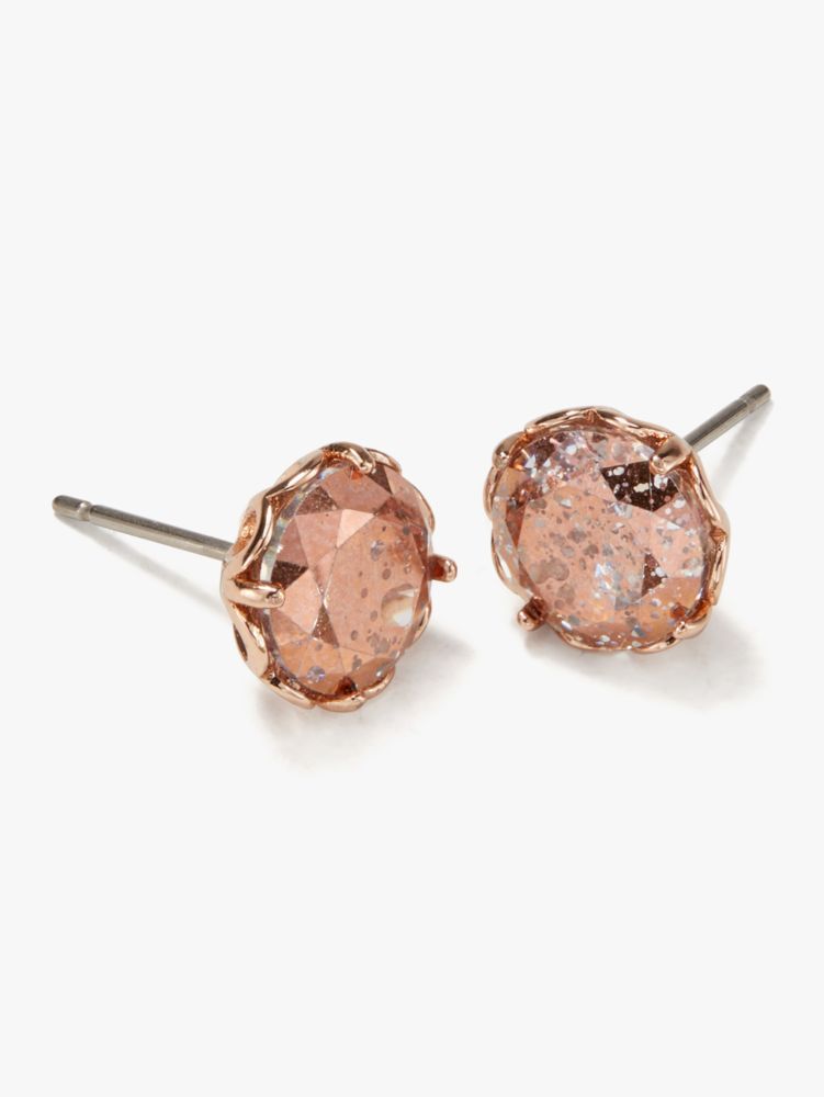 Kate Spade,That Sparkle Round Earrings,Studs,Cubic Zirconia,Crystal,Gem Embellishment,Rose Gold Plated,Day Party,Brown