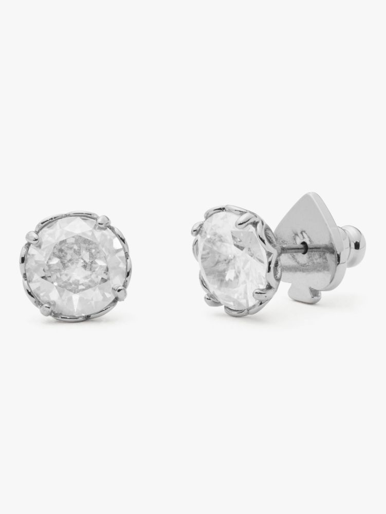 Kate Spade,that sparkle round earrings,earrings,Clear/ Silver