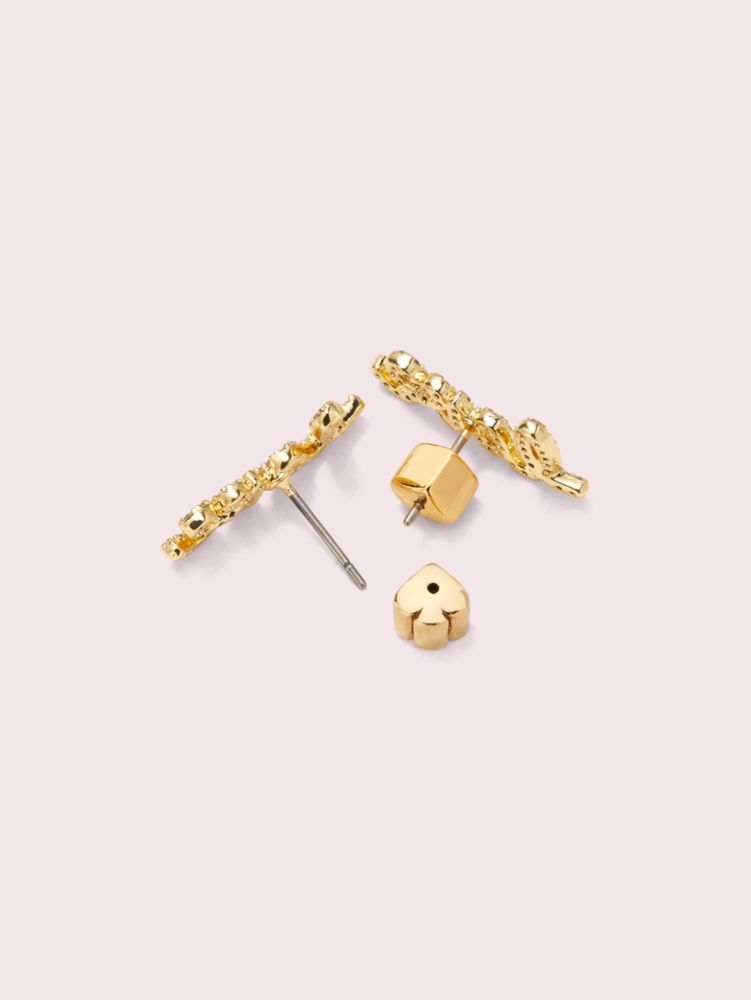 Kate Spade,say yes "love" pavé studs,Clear/Gold