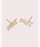 Kate Spade,say yes "mrs." pavé studs,Clear/Gold