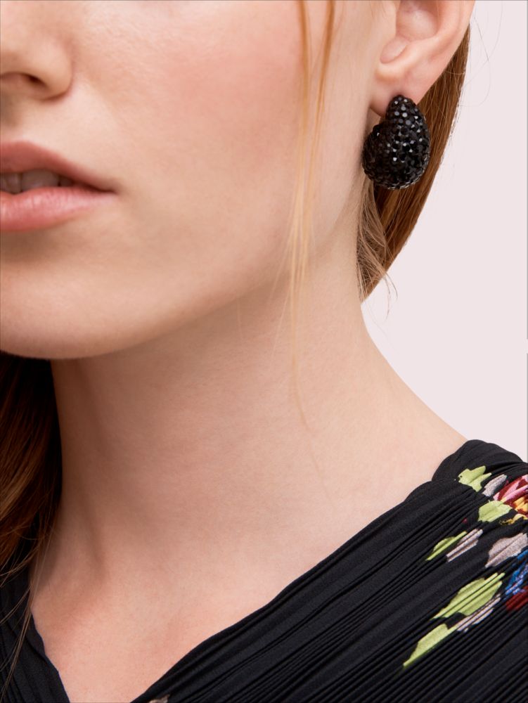 Kate Spade,adore-ables clay pavé mini hoops,earrings,Jet.