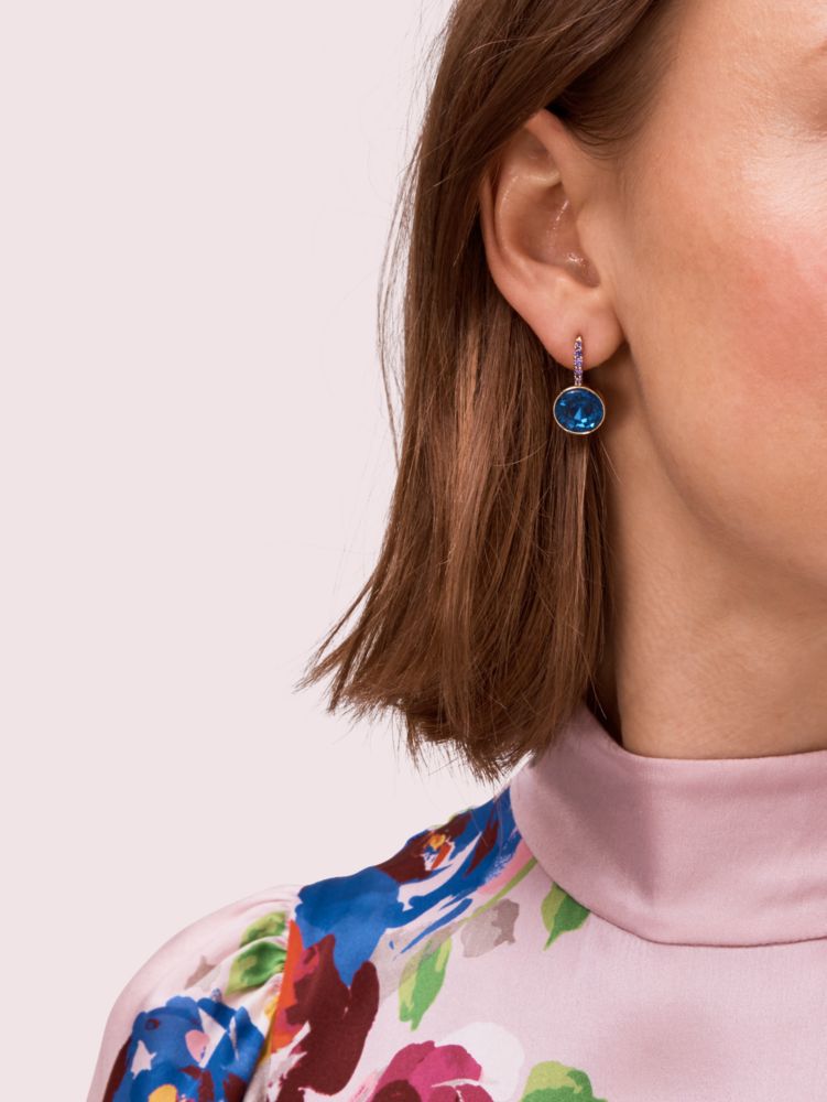 Reflecting Pool Pav Round Drop Earrings