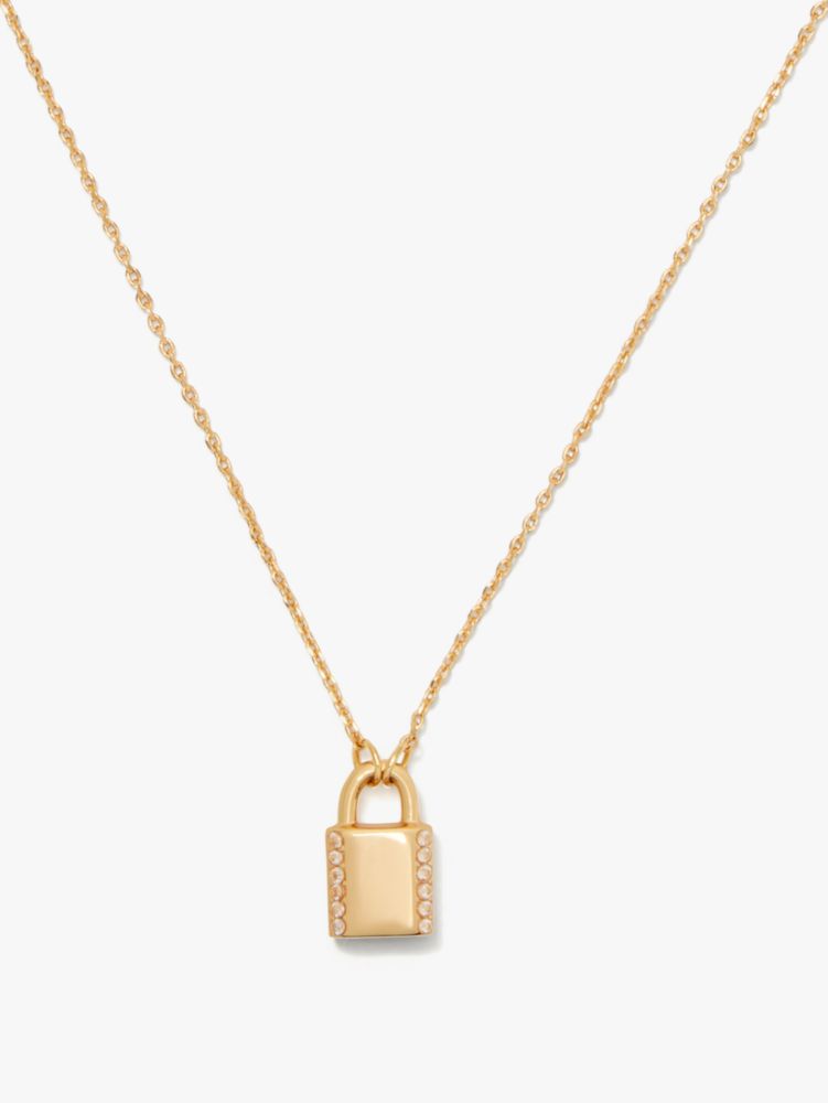 Lock And Spade Pavé Lock Mini Pendant, , Product