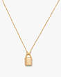 Kate Spade,lock and spade pavé lock mini pendant,Clear/Gold