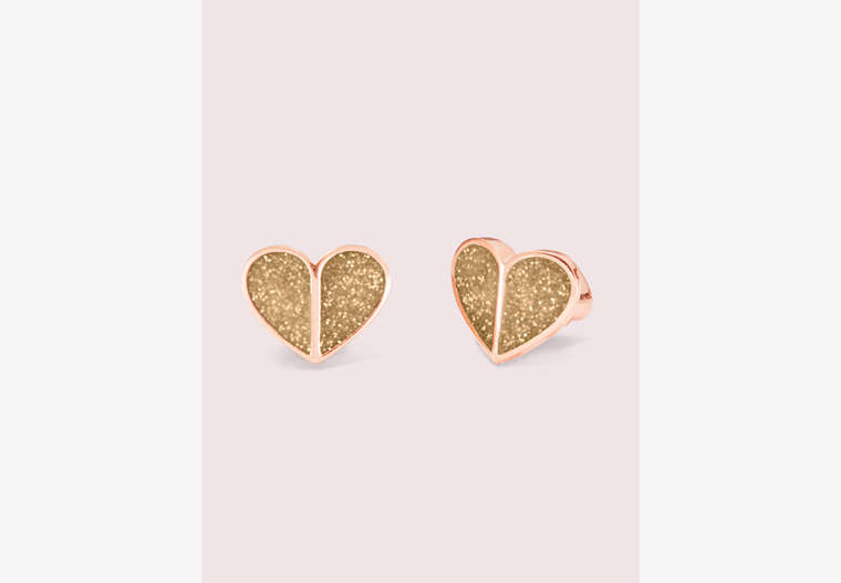 Kate Spade,heart to heart pavé small heart studs,Rose Gold