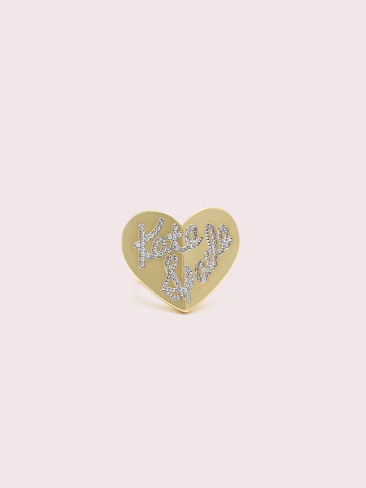Kate Spade,Heritage Spade Pavé Script Heart Ring,