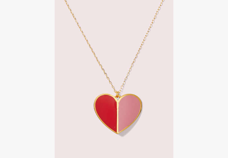 Kate Spade,heritage spade enamel heart pendant,Pink Multi