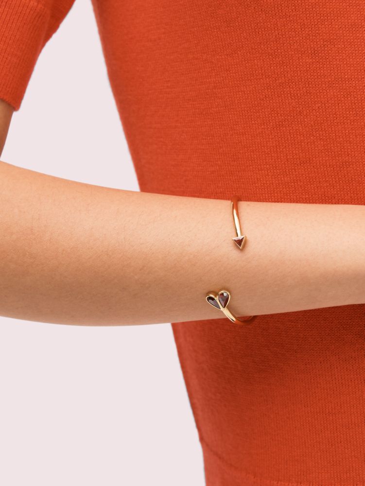 Rock Solid Stone Heart Flex Cuff, RUBY/GOLD, Product