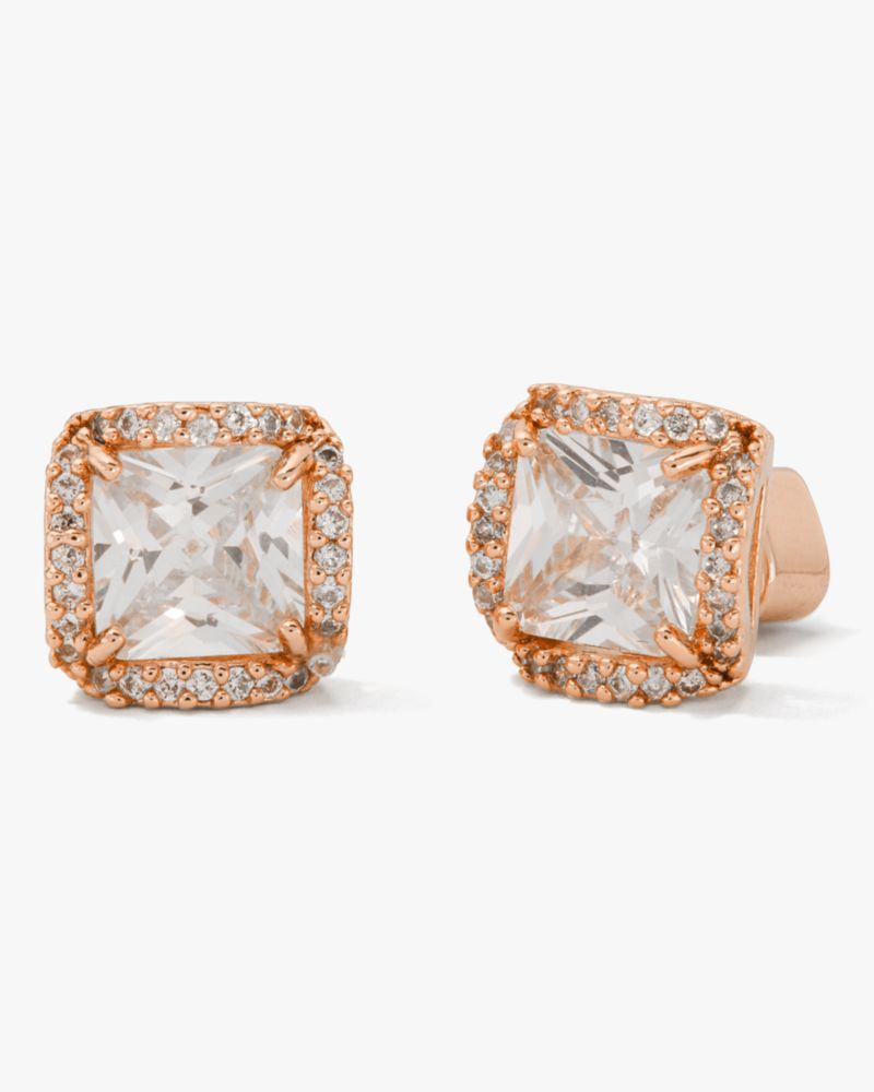 Kate Spade,That Sparkle Princess Cut Large Studs,Studs,Crystal,Cubic Zirconia,Gem Embellishment,Pave Embellishment,Gold Pl...,