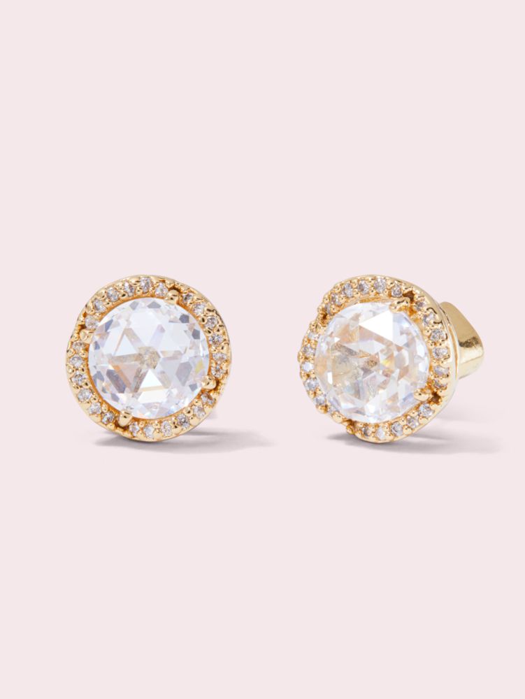 Kate Spade,that sparkle pavé round large studs,earrings,Clear/Gold