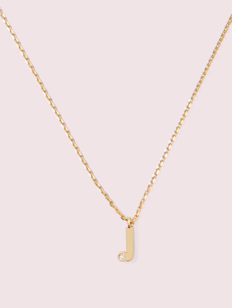 Kate Spade,truly yours j mini pendant,Clear/Gold