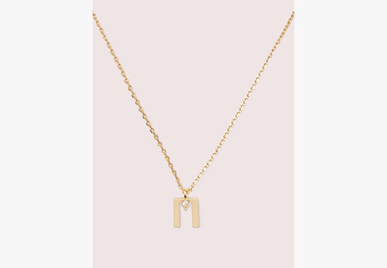 Kate Spade,truly yours m mini pendant,Clear/Gold