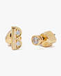 Kate Spade,truly yours b initial studs,Clear/Gold