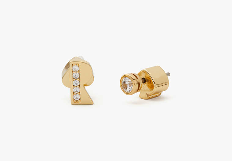 Kate Spade,truly yours r initial studs,Clear/Gold